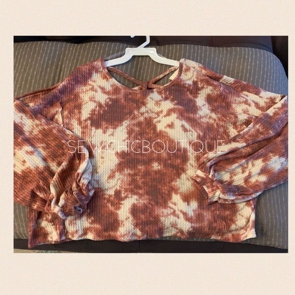 Spaghetti Back Detailed Tie Dye Knit Top Rust - Picture 7 of 7